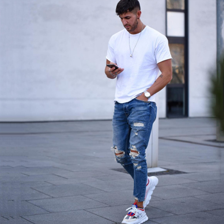 Hole mens jeans